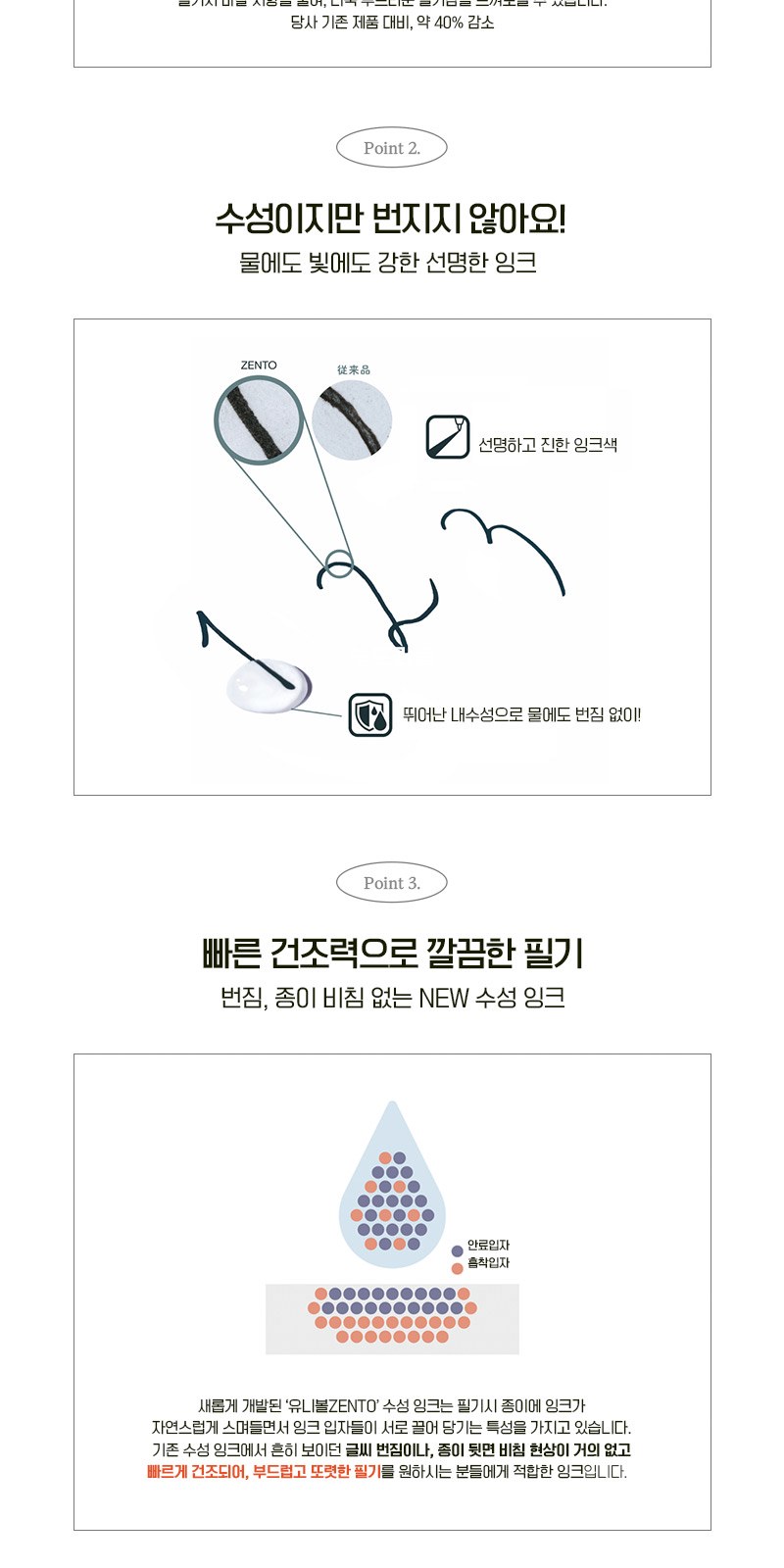 유니볼 젠토 베이직 수성펜(0.38/0.5/0.7) 상세 이미지