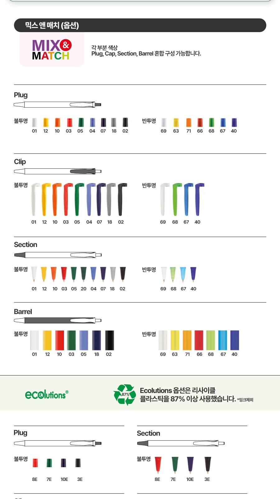 BIC® Stic 리사이클 플라스틱 360도 인쇄 볼펜 상세 이미지