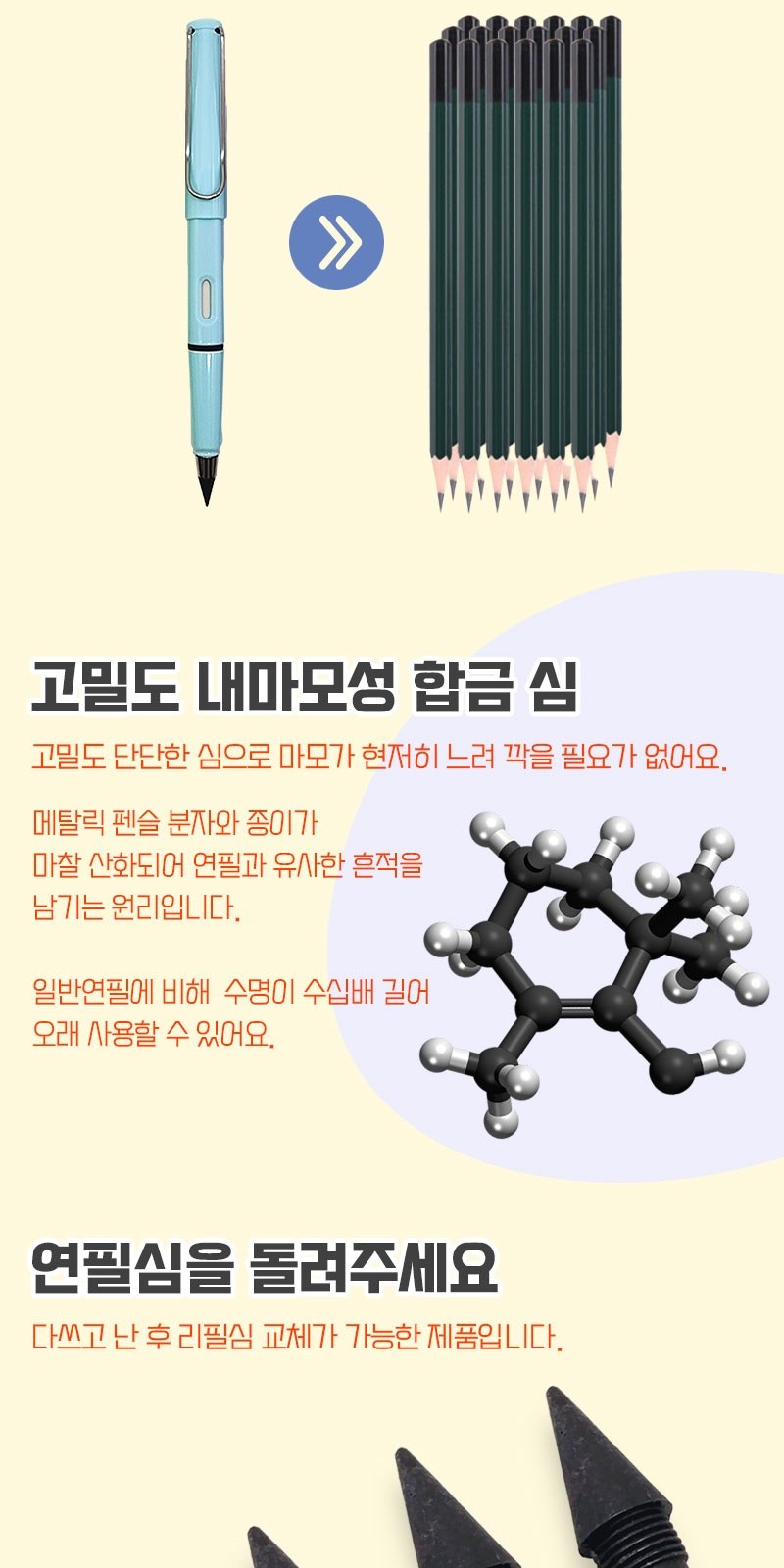 깎지마 무한연필 (캡형/클립형) 상세 이미지