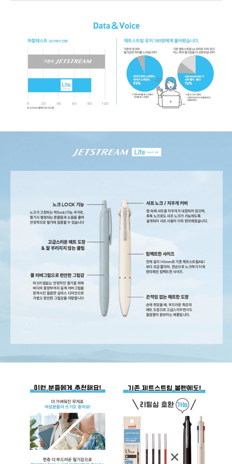 uni 제트스트림 라이트 터치 볼펜 0.7 상세 이미지